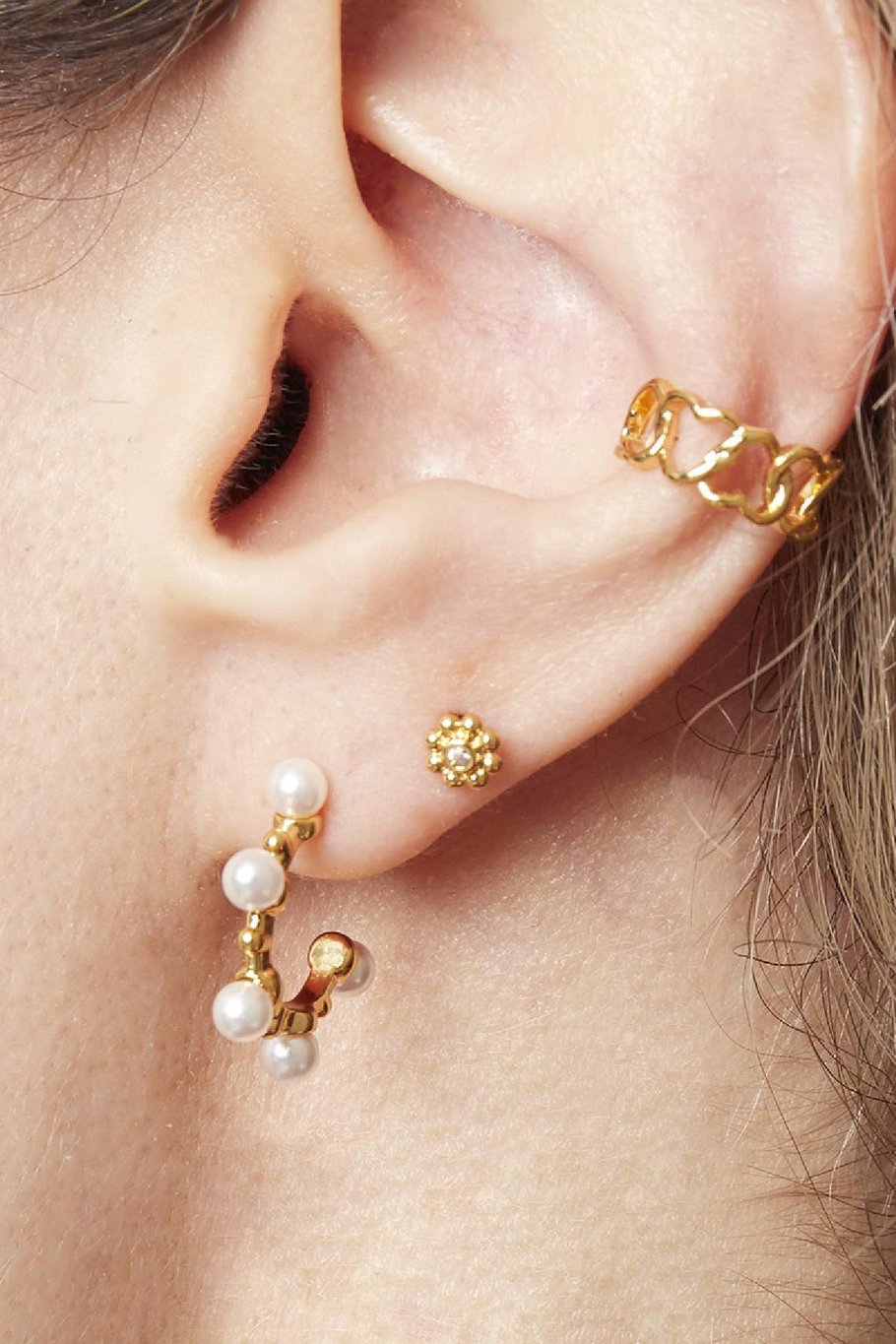 Earcuff Hearts Plata Cobre Imagen2